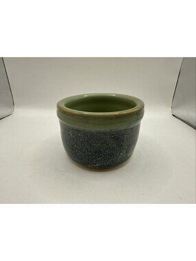 JS Signed Spiral Drip Glaze Bowl Small 3” Tall X 4” Wide Blue Green Plant Pot